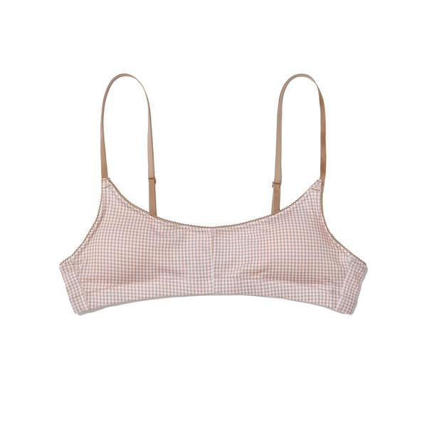 Scoop Neck Bralette(Beige Gingham)