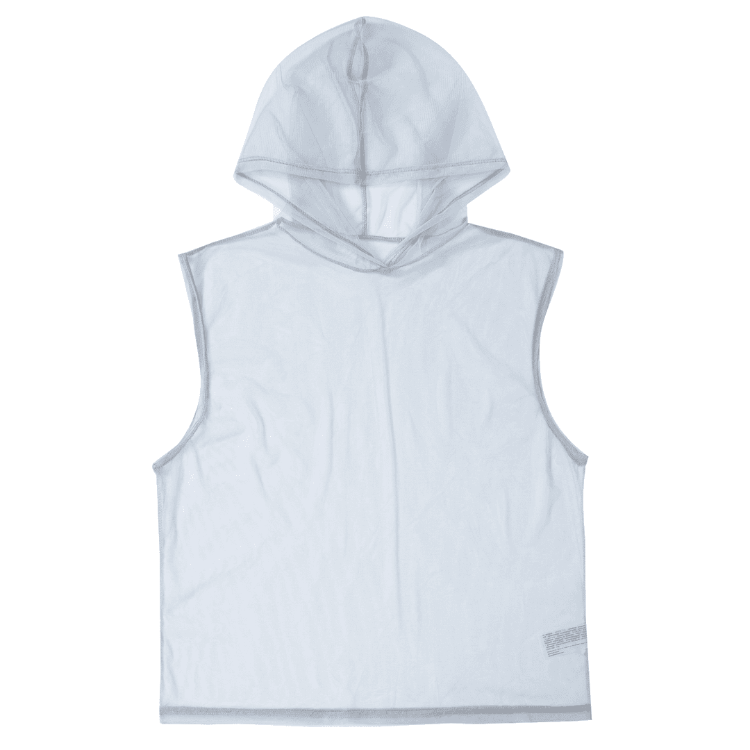 Mesh HOODED SLEEVELESS TOP (Gray)