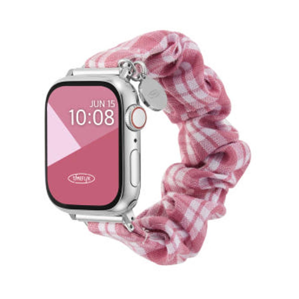 타임플릭 체크 스크런치 스트랩 곱창 밴드 애플워치 10 9 8 울트라 7 6 SE 2 호환 밴드
