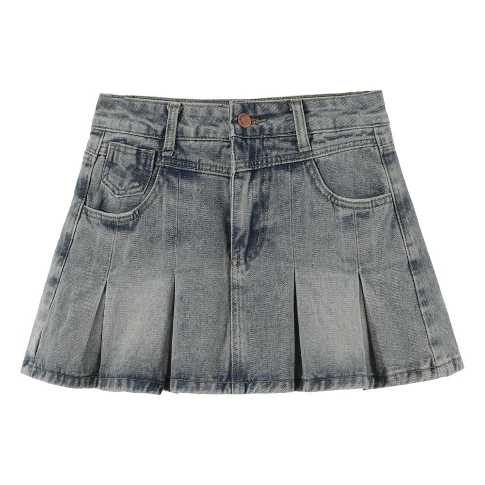 헤일리 워싱 플리츠 데님 스커트 226584243