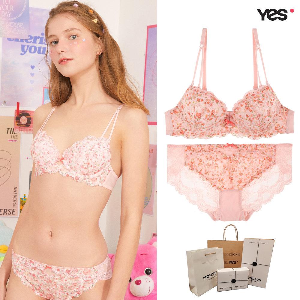 선물포장 핑크 플라워 여성브라레이스팬티세트 YSWBY305YSWPY305