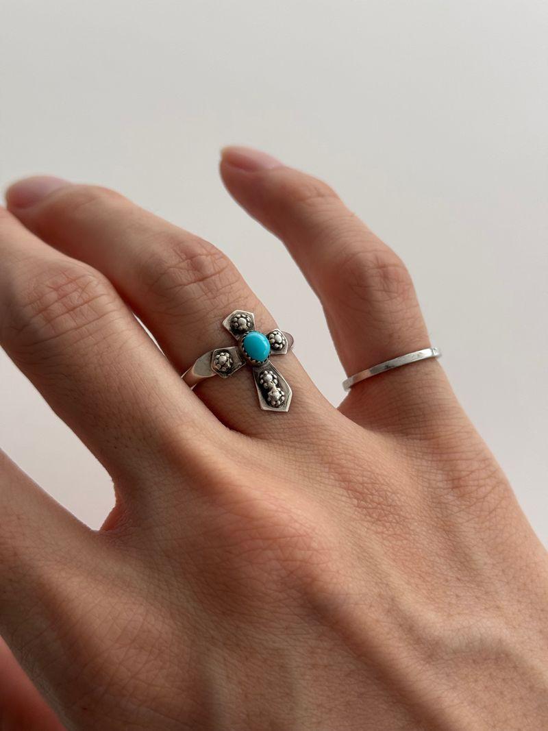 cross turquoise ring