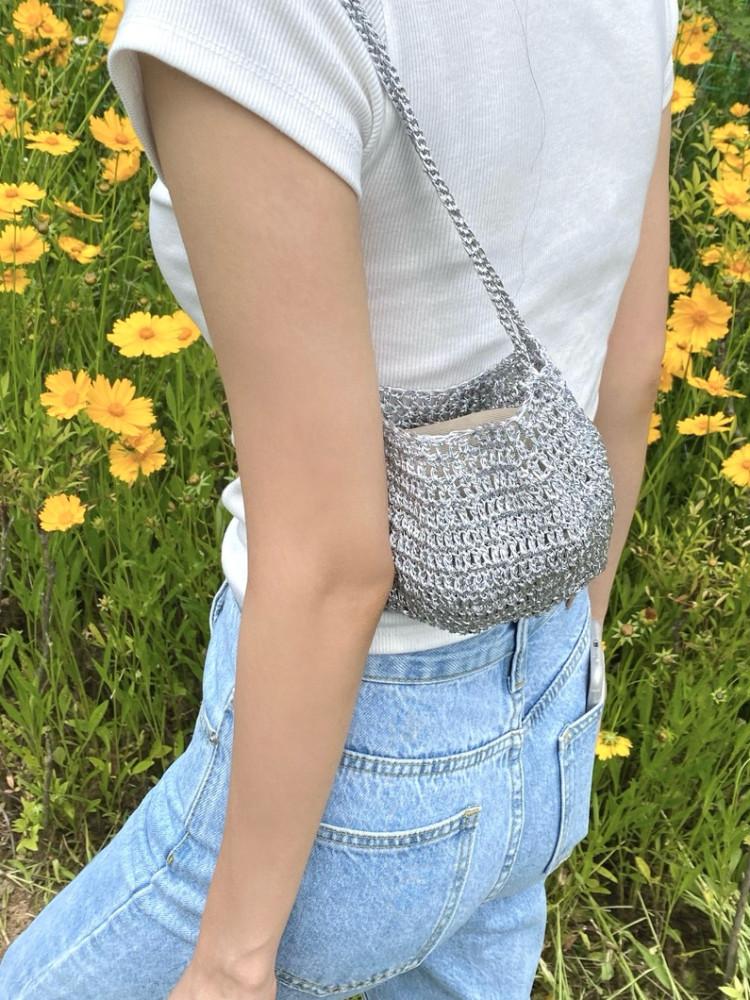 mini basket silver bag