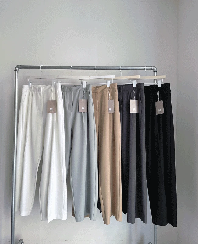 [S-2XL][숏,기본,롱] 롱 와이드 슬랙스 ( 통이 넉넉한 와이드 슬랙스, 옆 밴딩, 전체 스판 )