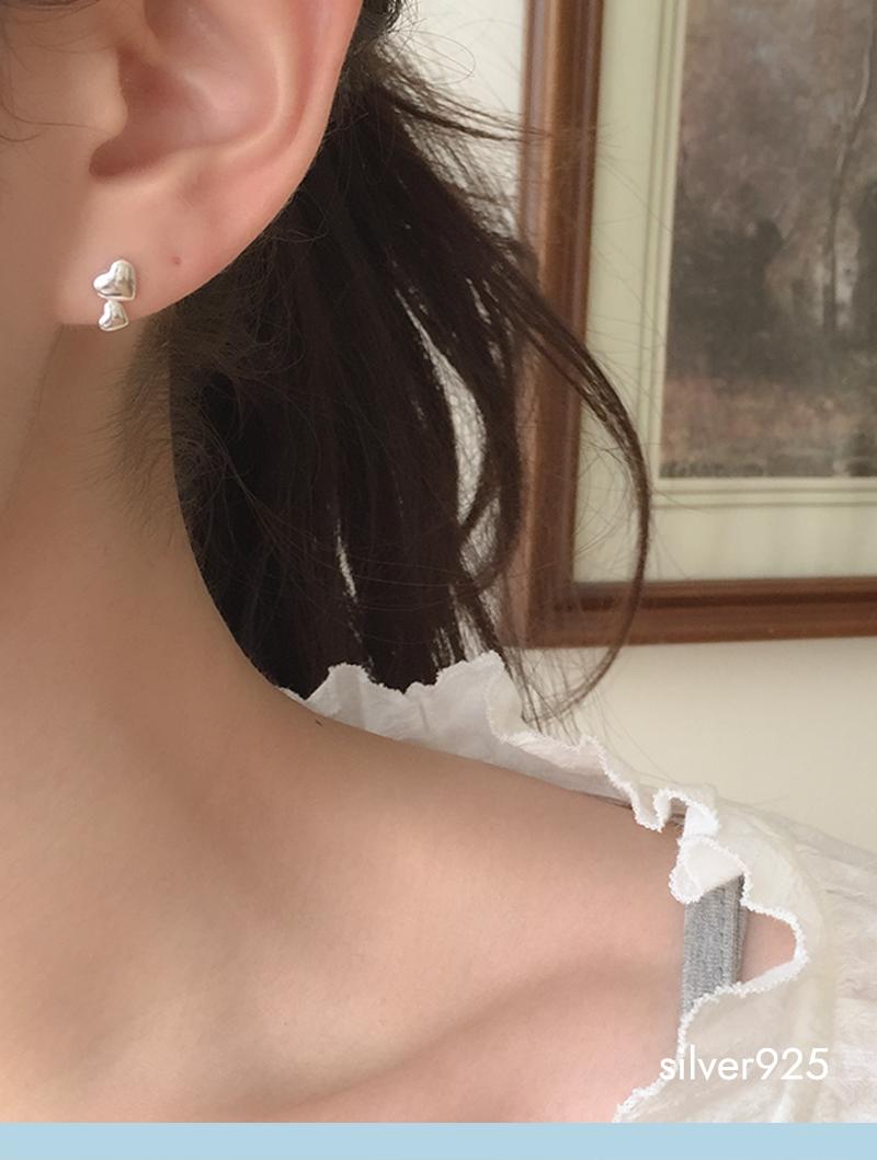 mauve heart earring (silver925)