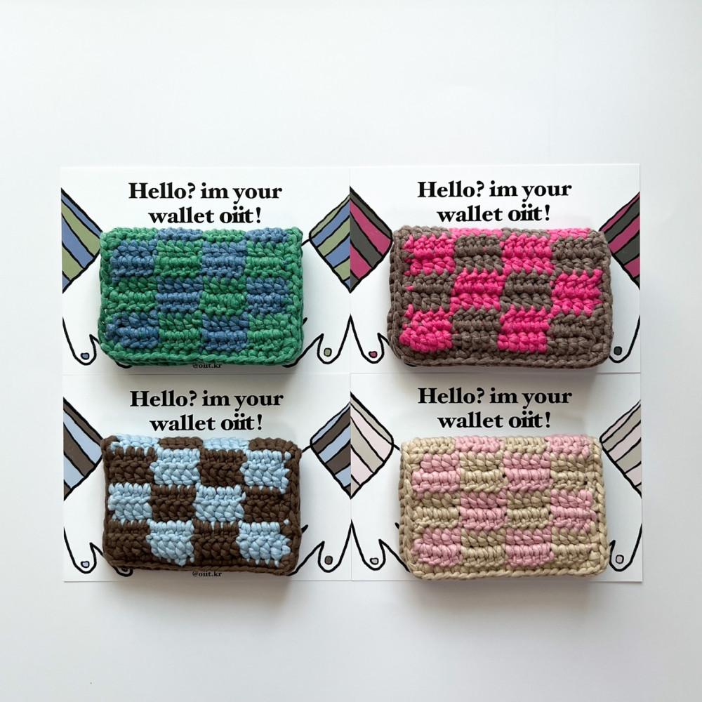 [오잇트 checkerboard wallet] 체커보드 지갑 모티브 뜨개 카드지갑