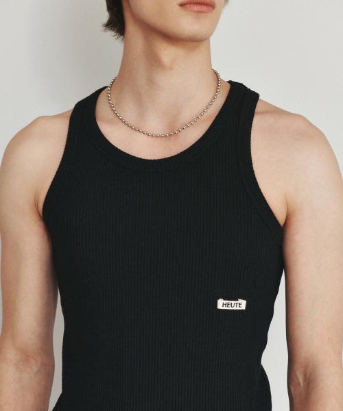 HET RIBBED SLIM SLEVELESS TOP (BLACK)