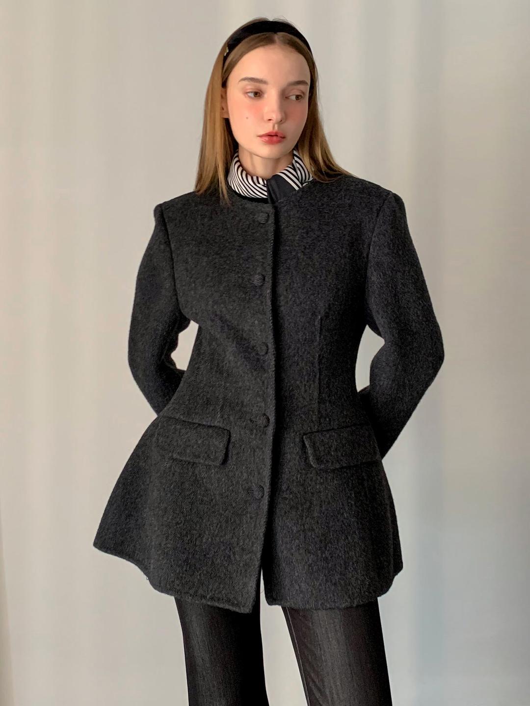 바스카라 핸드메이드 울 라운드 하프 코트