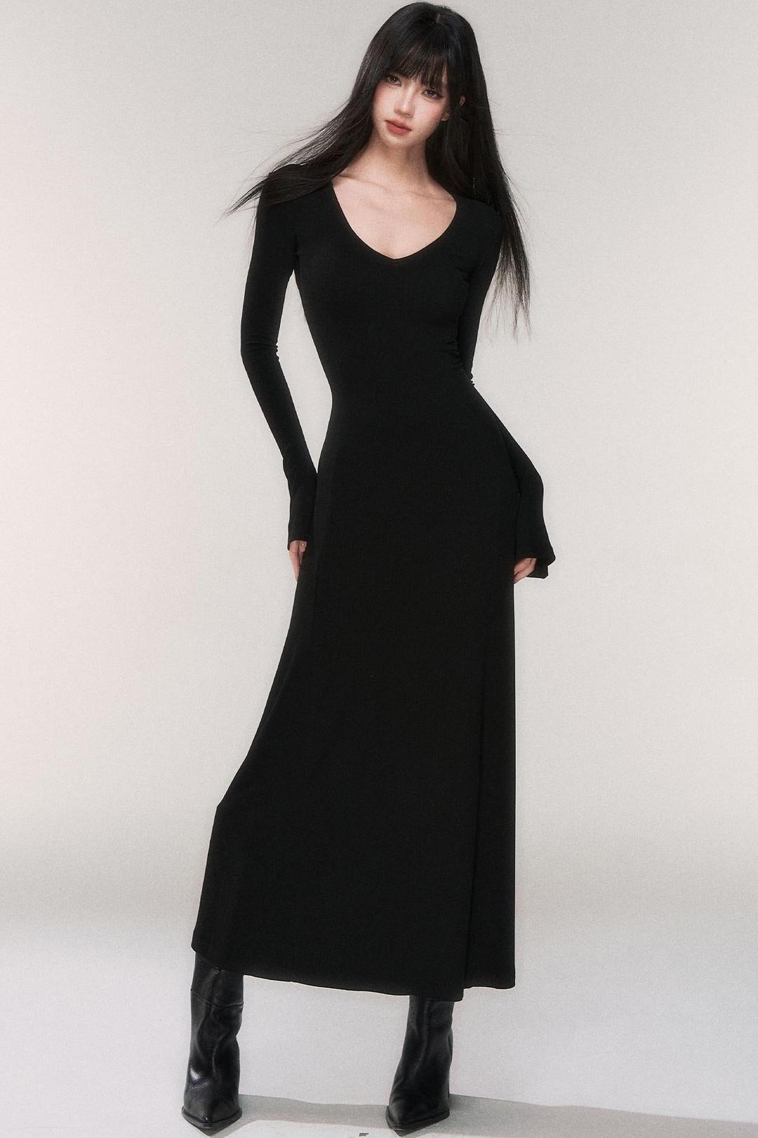 디자이어 니트 V넥 드레스