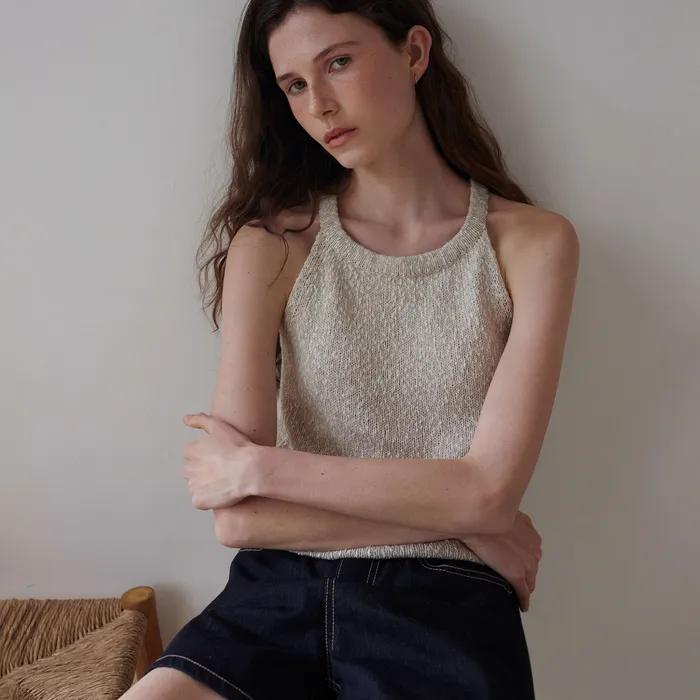 Halter linen sleeveless (natural)