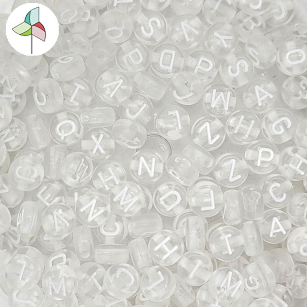 45G 약 300종 아크릴비즈 이니셜원반 (반투명/흰색) 8225H0