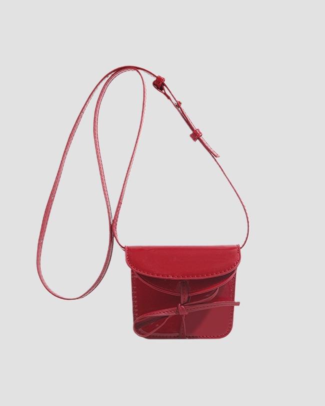 온디드 로에디 리본 러블리 애나멜 카드 지갑 미니 크로스백