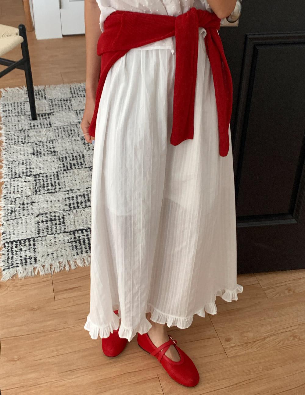 프릴 밴딩 롱스커트