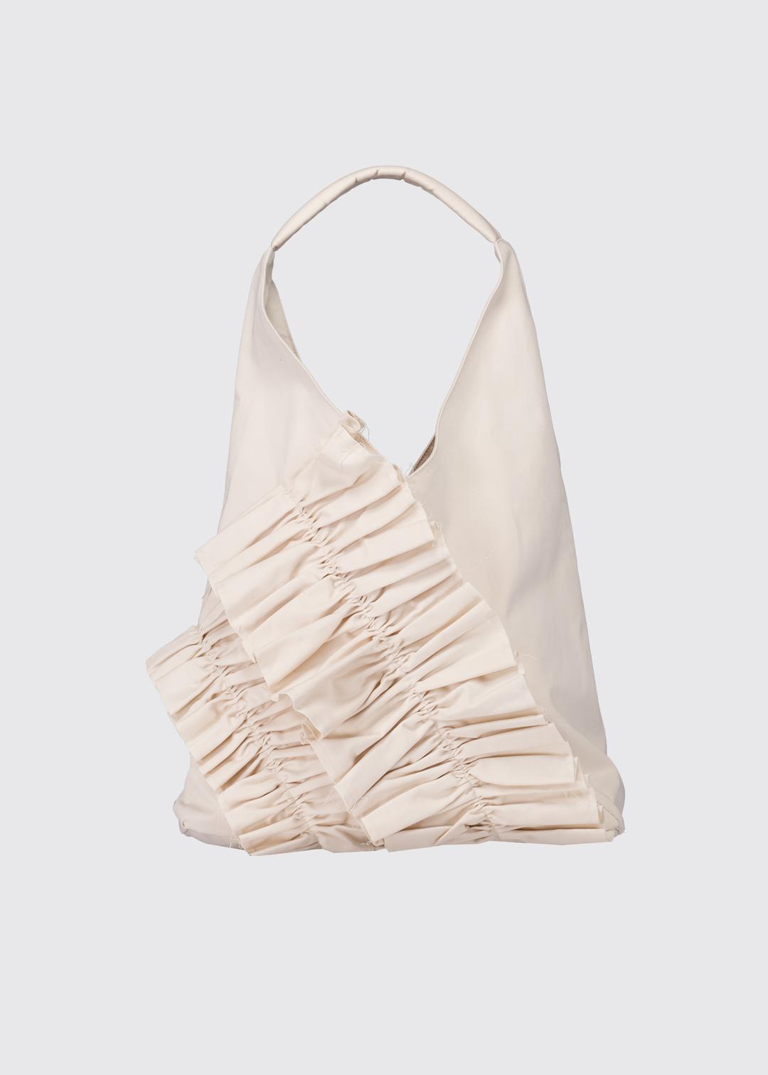 COTTON ORIGAMI RUFFLE BAG - IVORY
