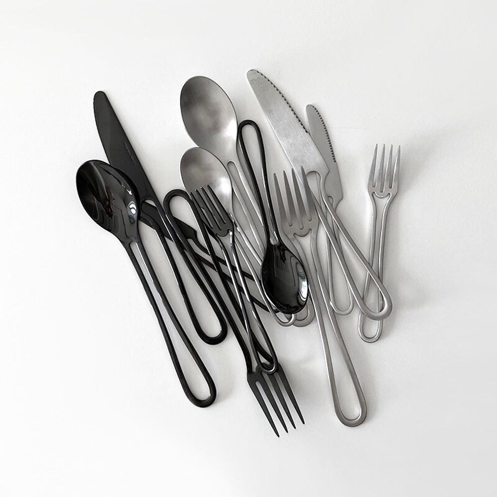 line cutlery 라인 커트러리 3P 세트 실버 블랙 스푼 포크 나이프 레스토랑