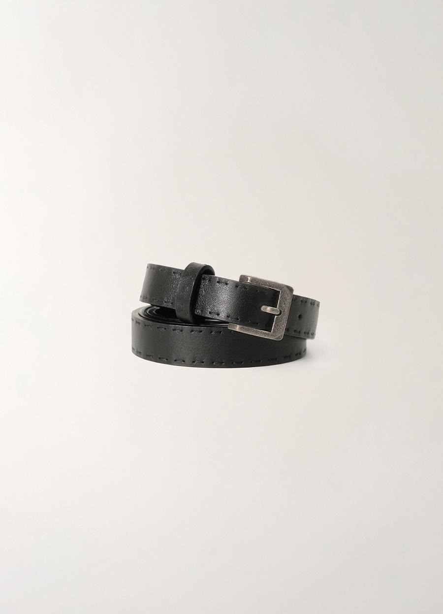 Stitch leather belt (Black)