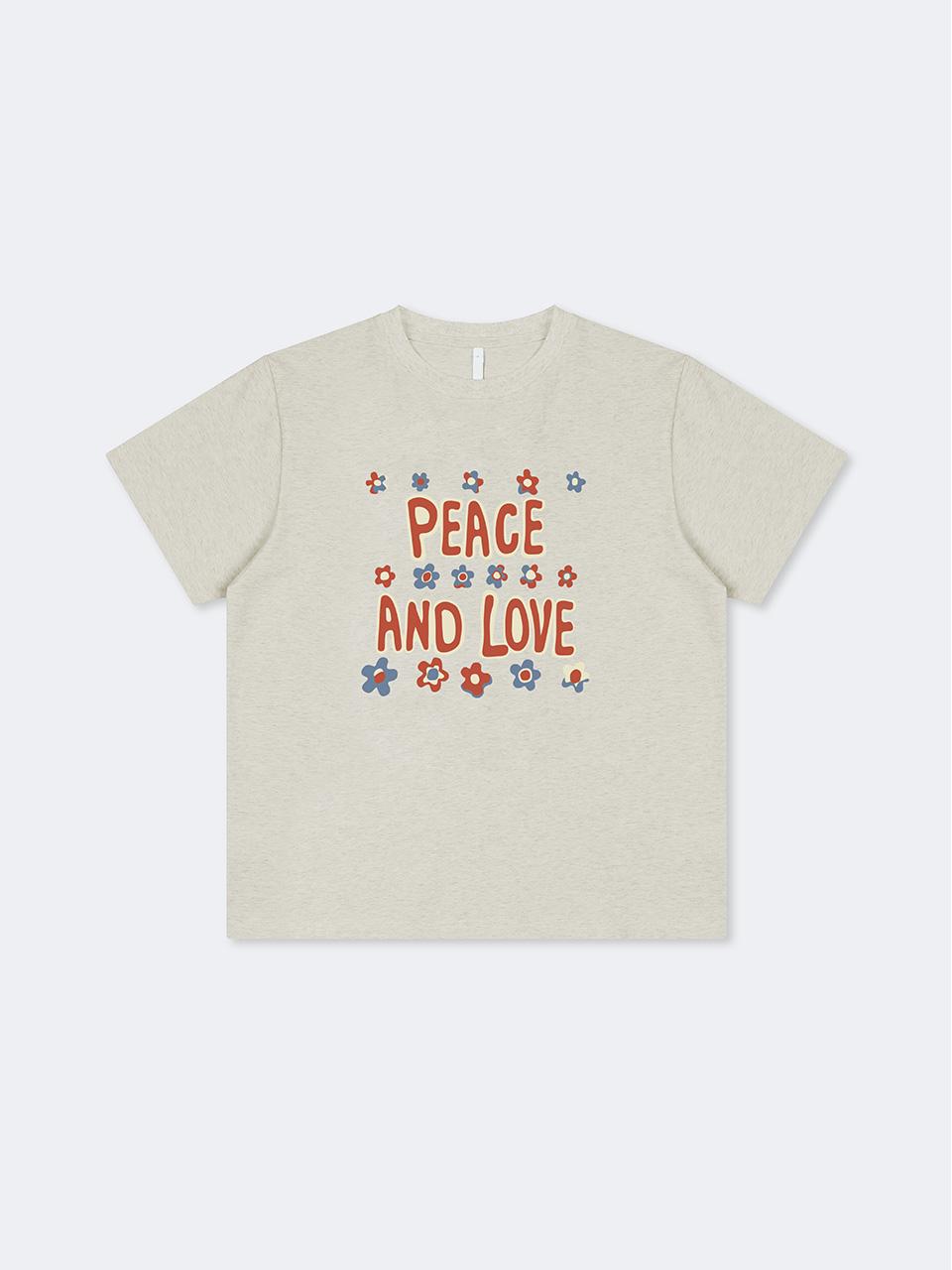 Peace and love T-shirt heather oatmeal