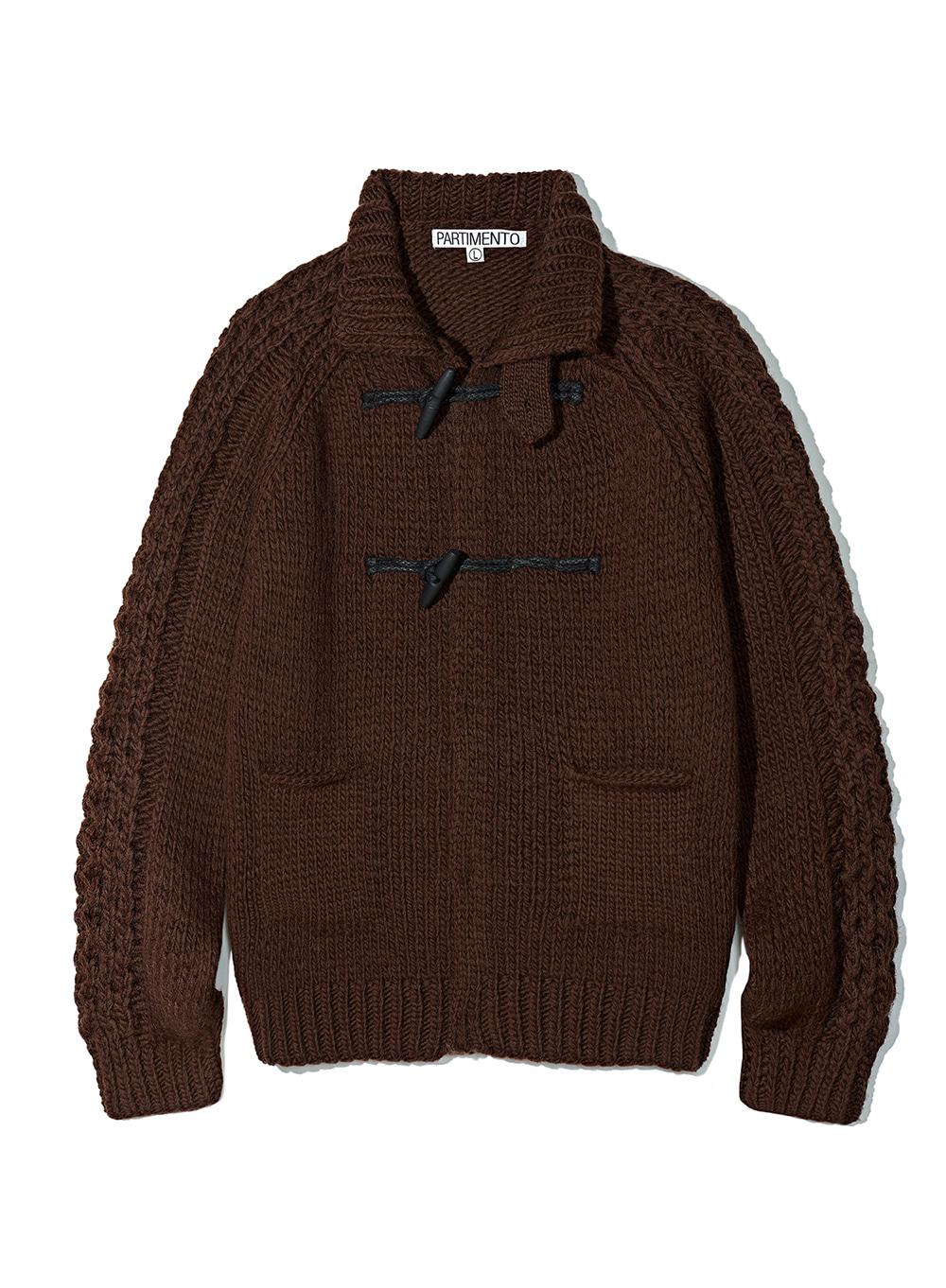 100% Wool Sailor Toggle Knit Jacket_Brown