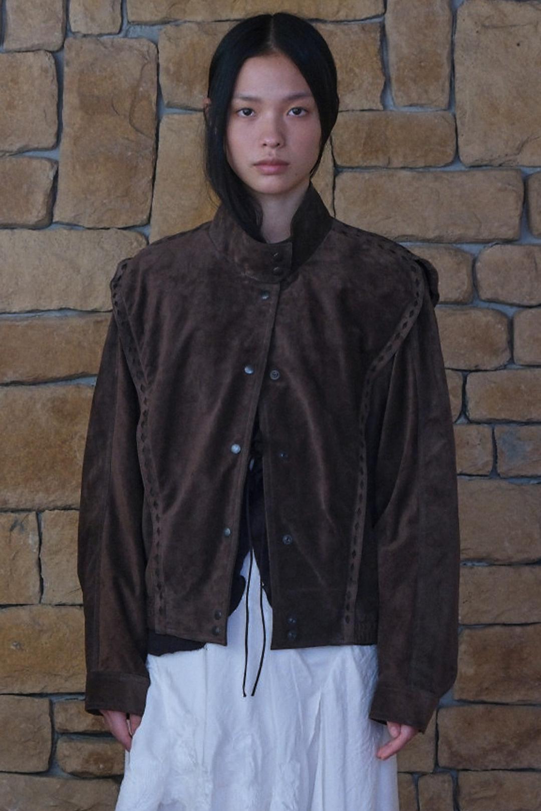 Cut-Out Leather Blouson