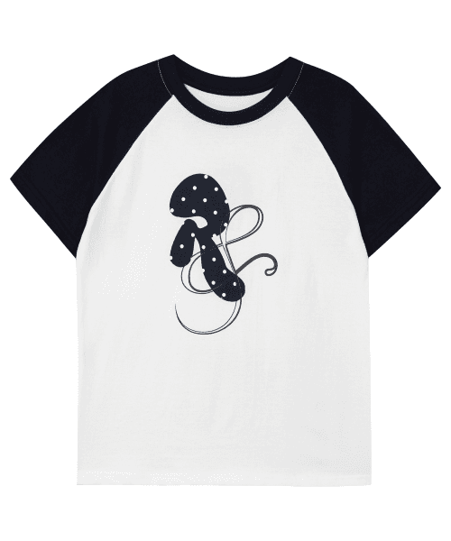 RnR Dot Point Ragian T-shirt White-Navy