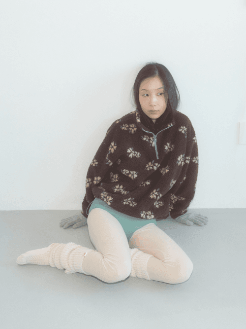 HALF ZIP FLEECE PULLOVER, BROWN