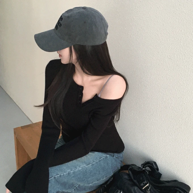 [여리슬림핏✨/자체제작] 라보 헨리넥 버튼 골지 니트 -4 color