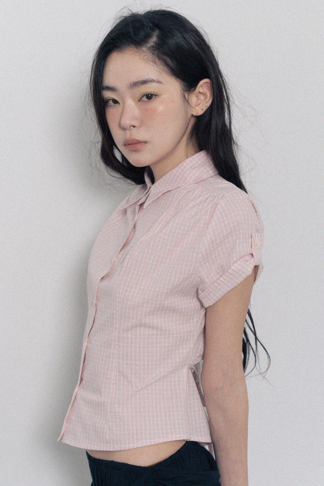 Lily Check Shirt-Pink