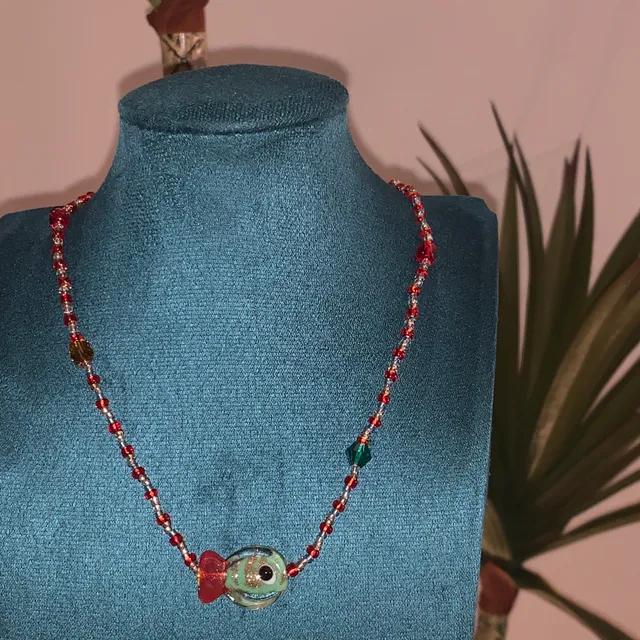 red fish necklace 목걸이 빈티지 물고기목걸이 비즈