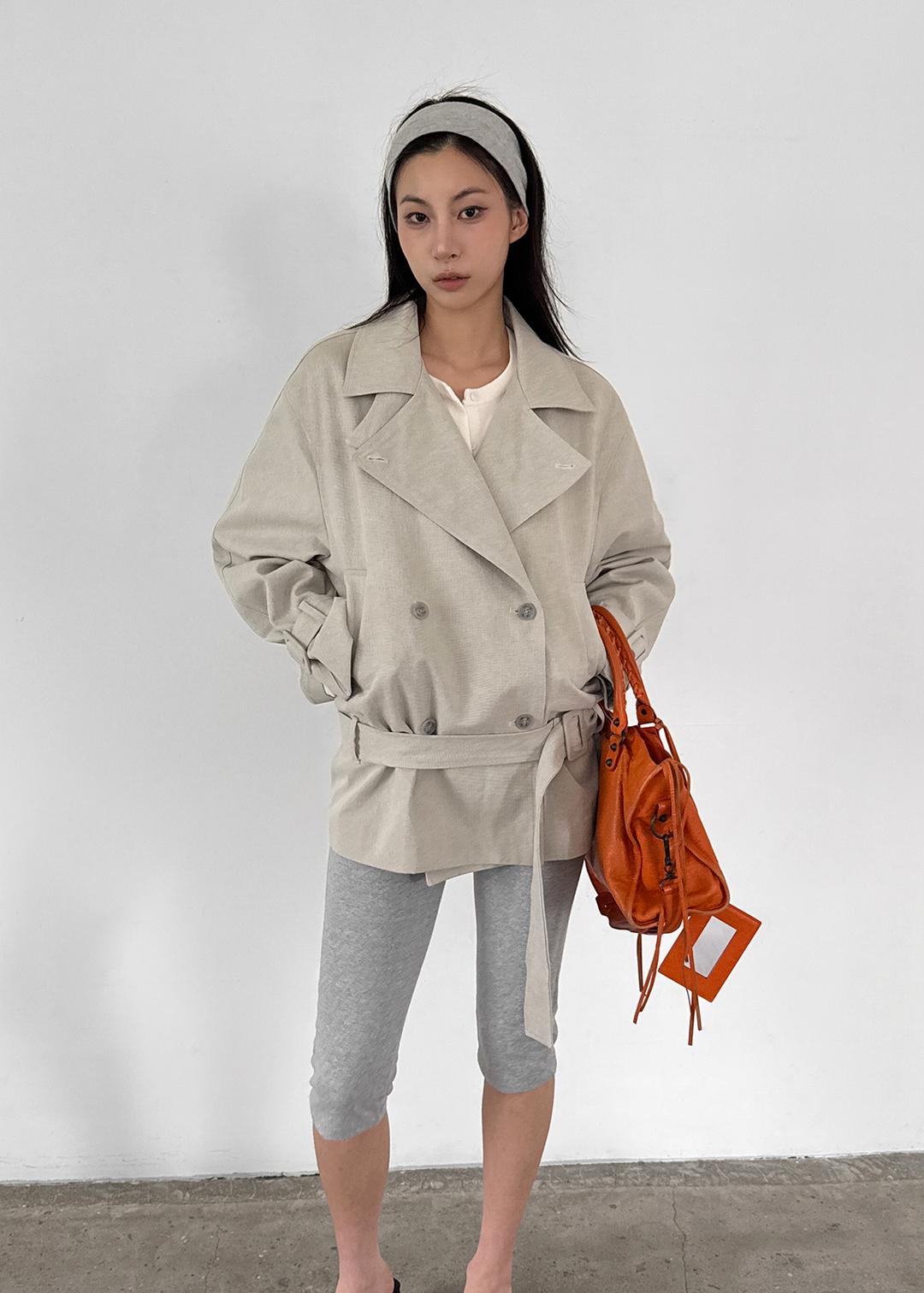 블랙업 [💚봄신상] 콜롱 더블버튼 하이넥 트렌치자켓