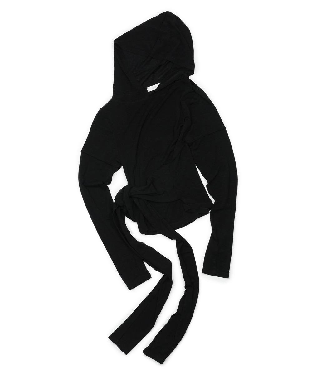 Layered Wrap Knot Hood Black