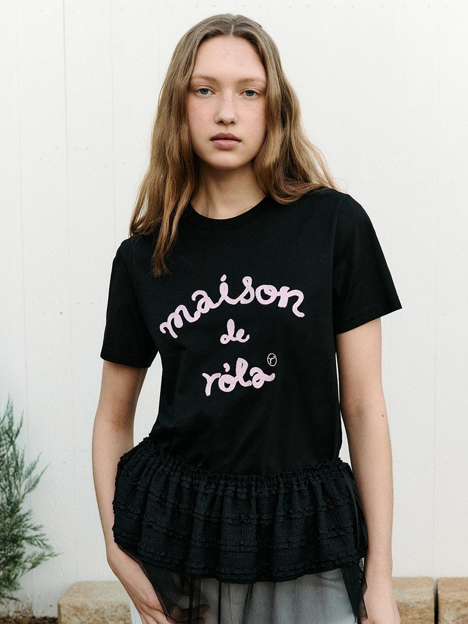 MAISON DE ROLA EMBROIDERY T-SHIRT BLACK