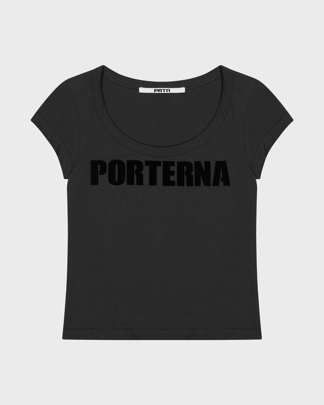 U-NECK LOGO T-SHIRT-CHARCOAL