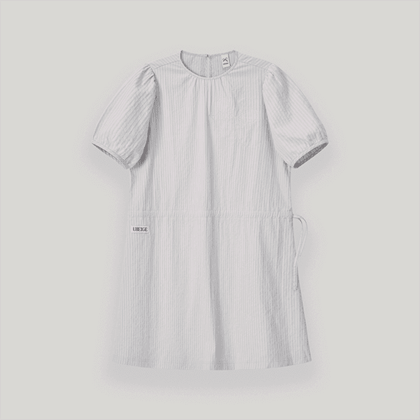 Gray Ribbon Puff Dress