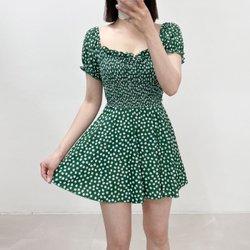 미즈큐즈 / 민들레 플라워 꽃나염 스모크 원피스 수영복 비키니