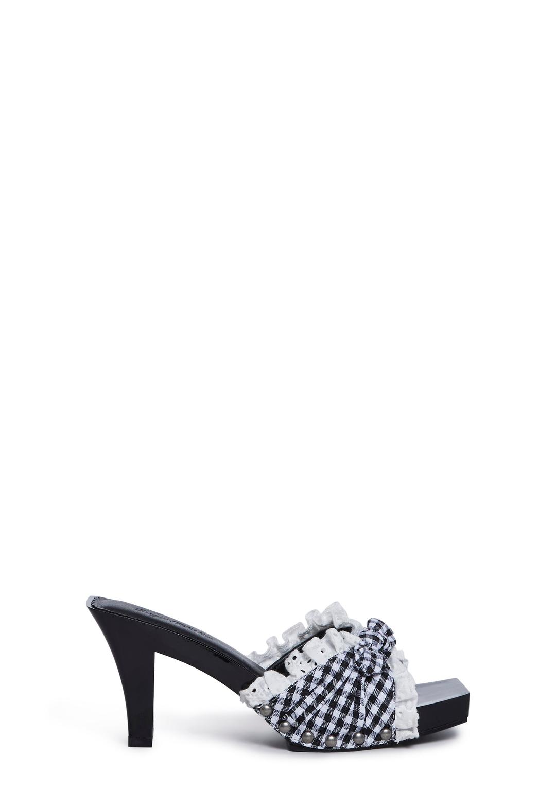 Bless Your Heart Heeled Sandals - Black - BLK/WHT / US 5