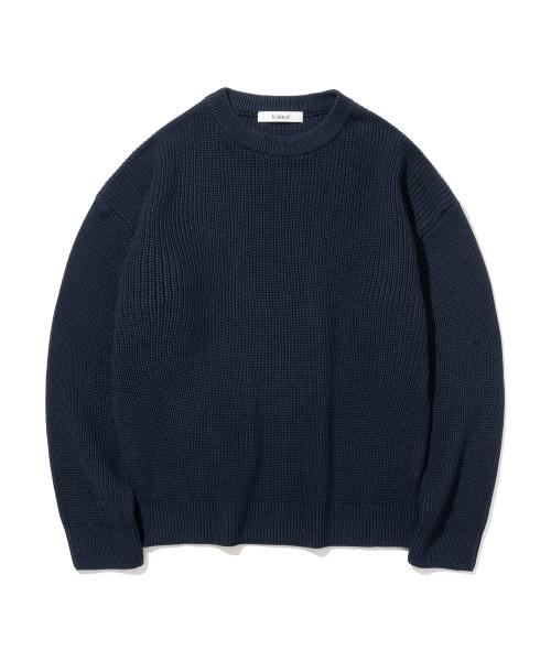 소프트코튼 드랍숄더 와플 니트 NAVY
