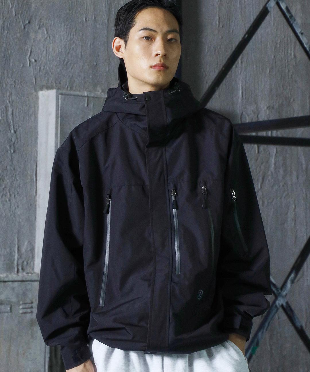 [1way] 3 레이어 써밋 후드 윈드 브레이커 블랙