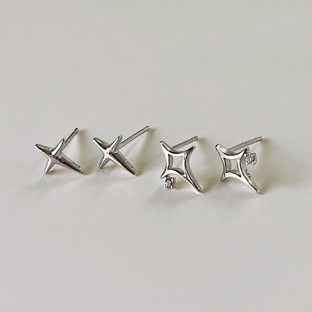 [실버925] 크로스 플래쉬 귀걸이 (2type)