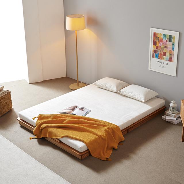 [희망일배송] 핀란디아 엘렌 참죽원목 무헤드 낮은 저상형 평상형 침대프레임 (주문제작가능) SS/Q/K/LK/CK