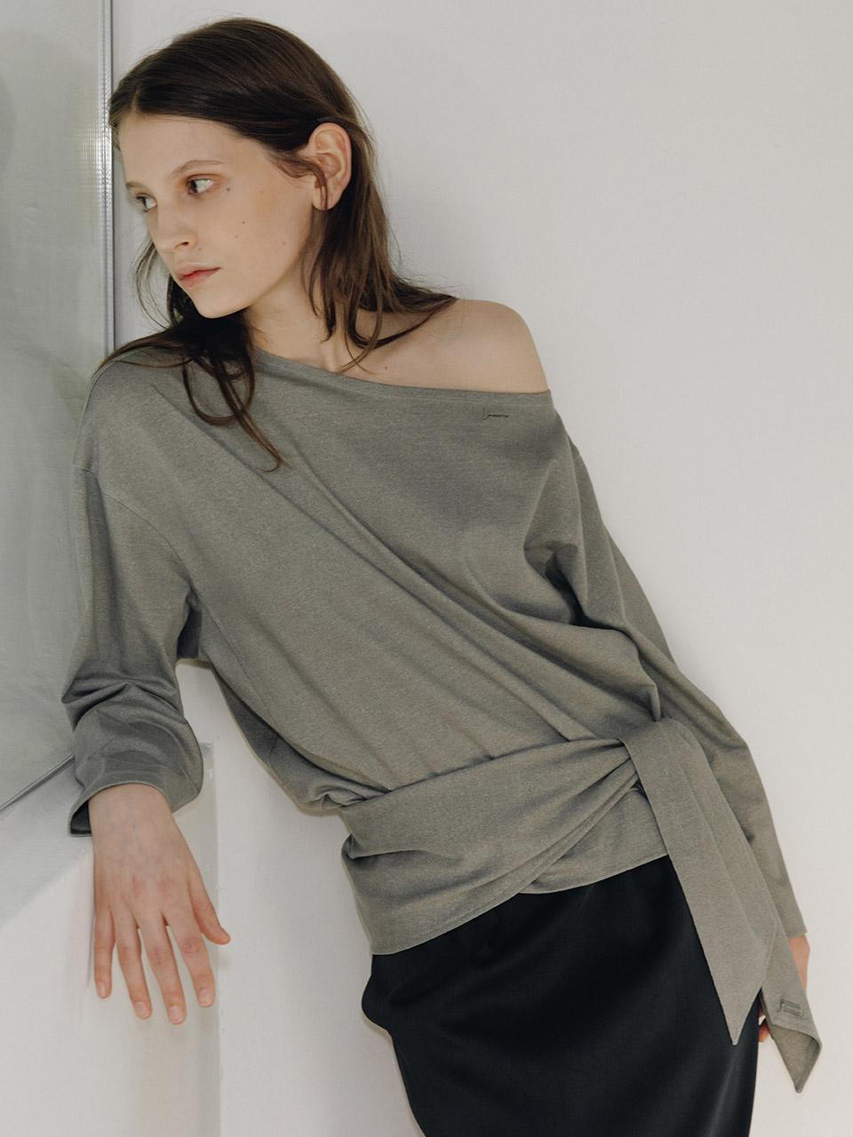 [SET] Off-Shoulder Sweatshirt + Scarf SW6SE640_2color