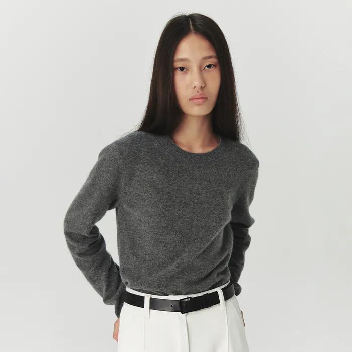 [15차] Essential Wool Round Knit - Charcoal