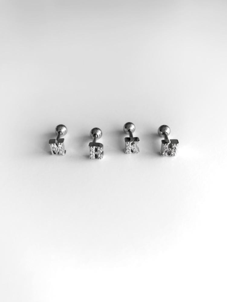 (어센틱/ A to Z) cubic initial piercing 이니셜피어싱