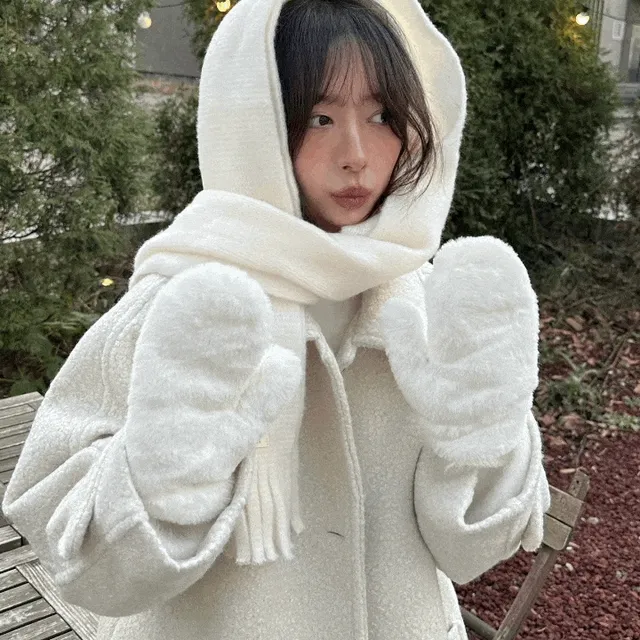 [털빠짐x] 윈터 퍼 벙어리 장갑