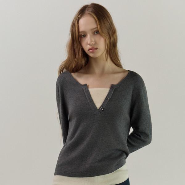 V-Cut Layer Knit Ts_4Color