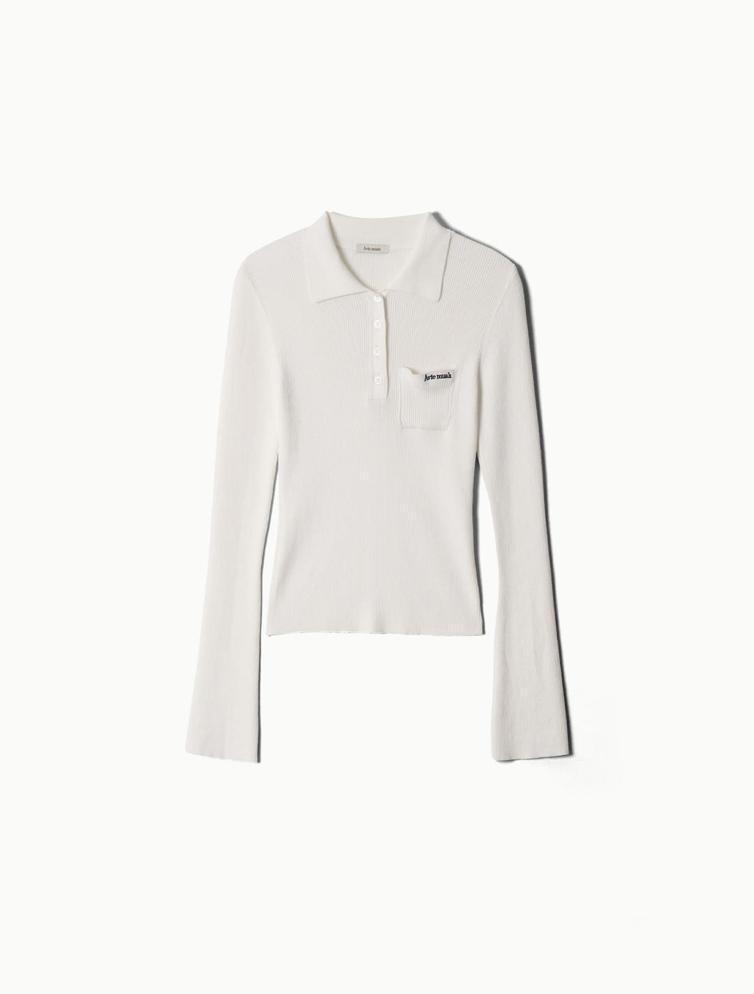 립드 니트 폴로 셔츠 (아이보리)