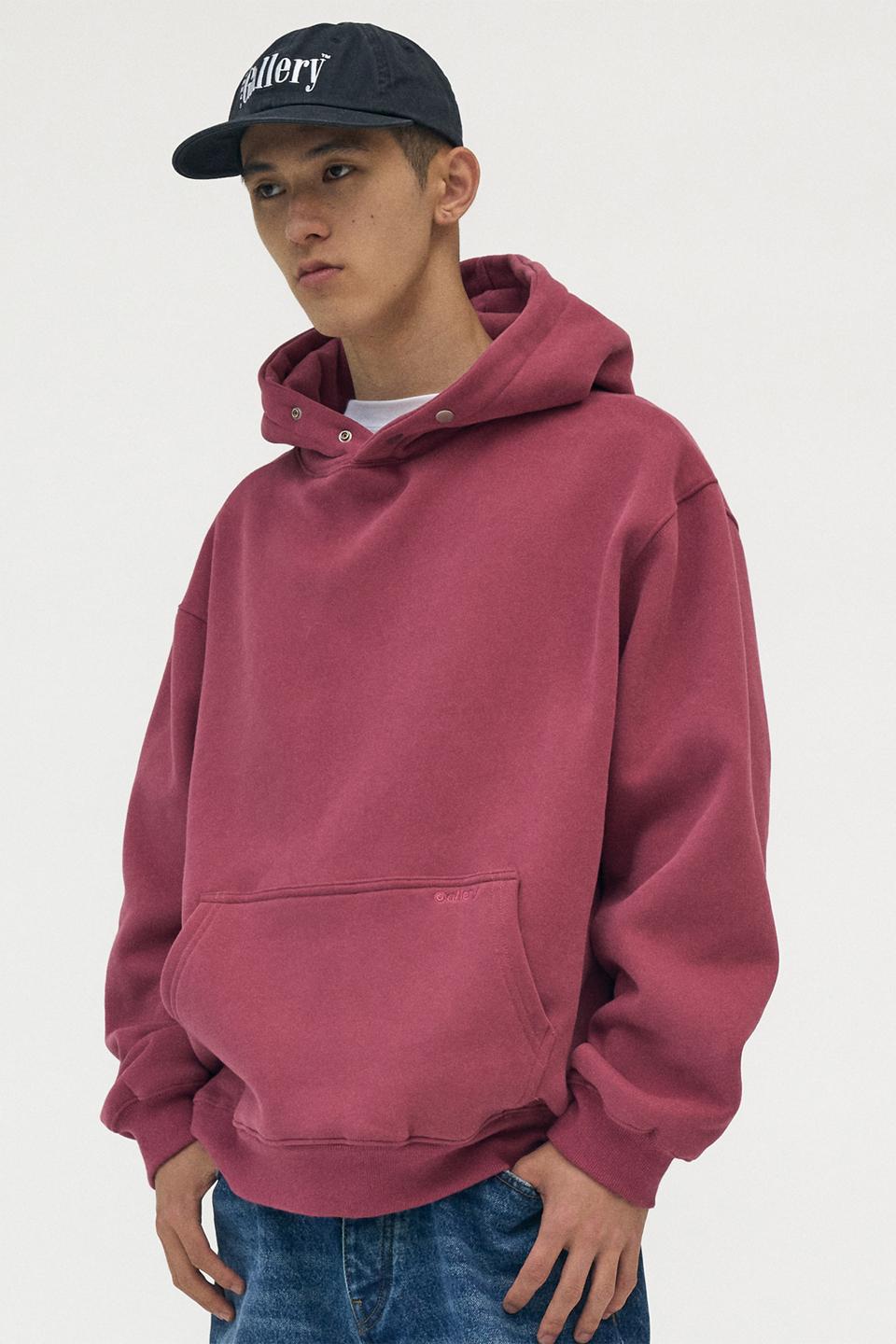 PLAIN SNAP HOODIE [PINK]