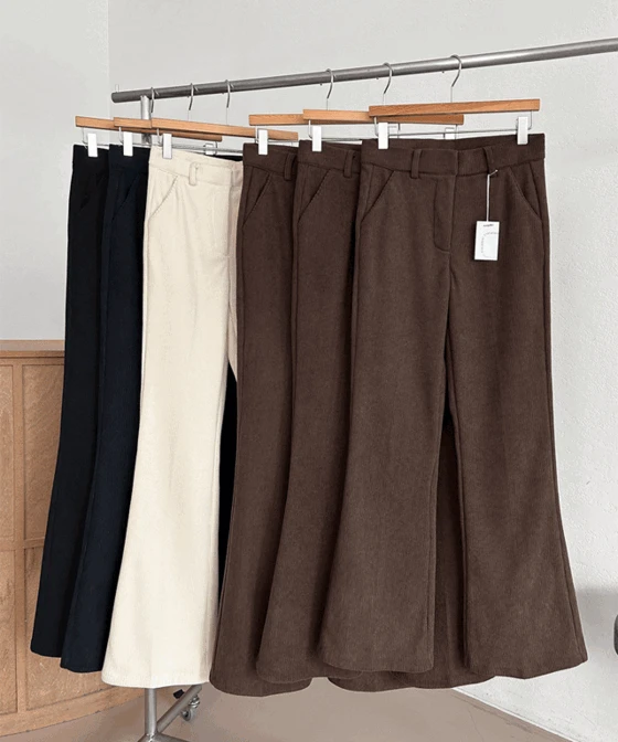 [3기장/기모] 베이글 코듀로이 히든밴딩 하이웨스트 부츠컷 팬츠