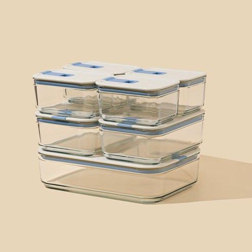 네오플램 퍼펙트씰M 유리 밀폐용기 진공 반찬통 냉동밥보관 냉장고 정리 용기 7종세트 1호 - 밀폐용기/세트 | 쿠팡
