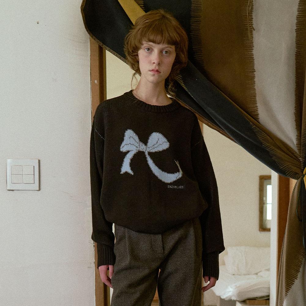 리본 박시 니트 스웨터 (Black)