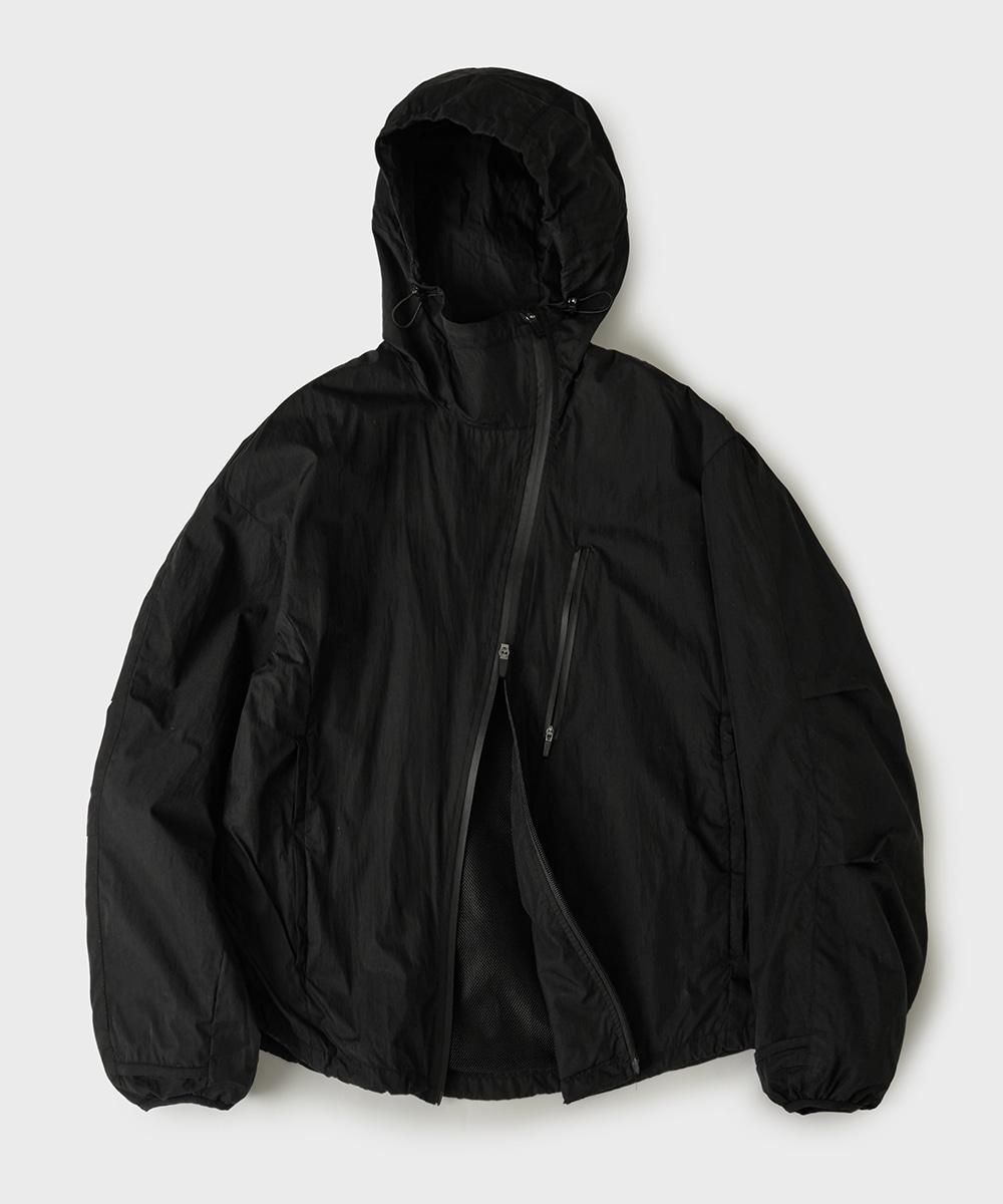 Curved Windbreaker Jacket[BLACK]